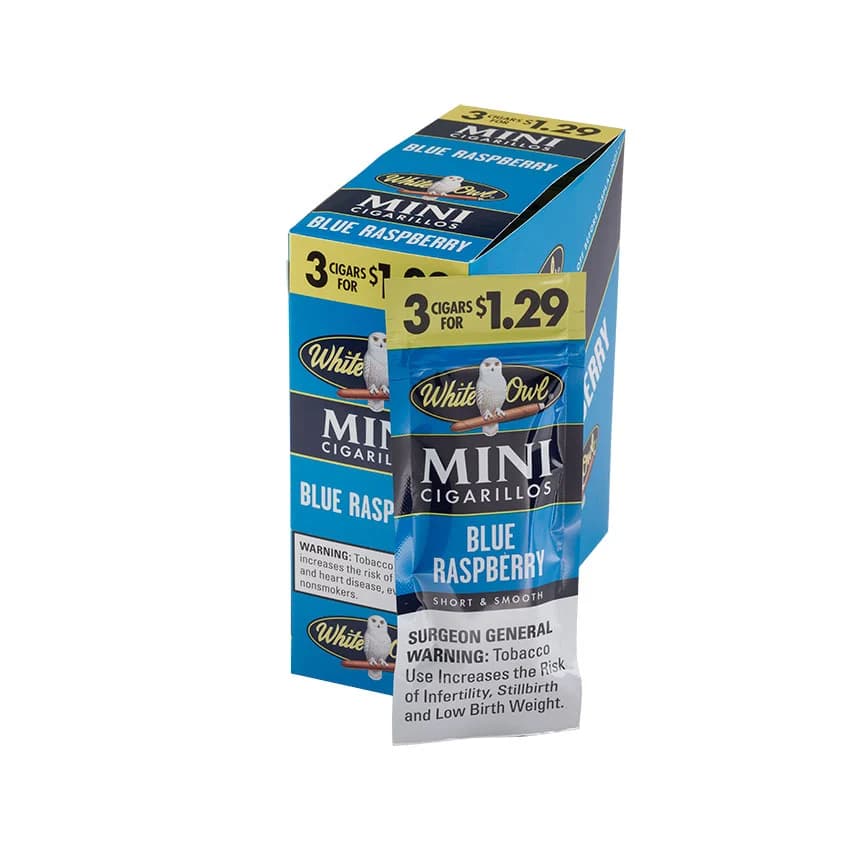 White Owl Mini Cigarillo Blue Raspberry (3) Natural cigar listing