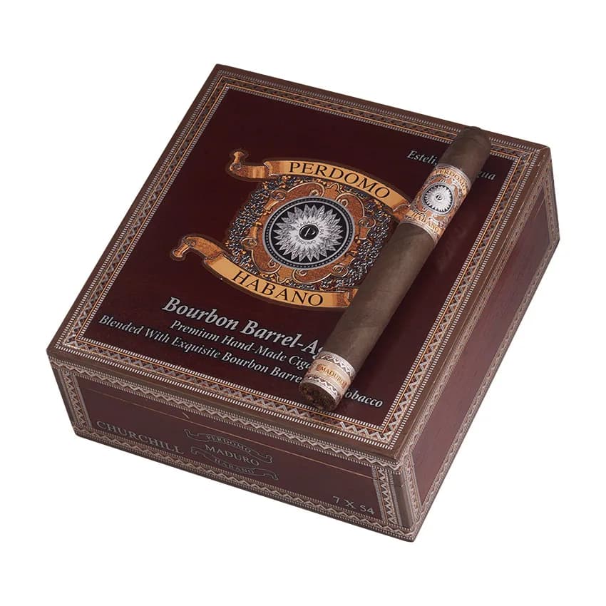 Perdomo Habano Barrel Aged Churchill Maduro cigar listing